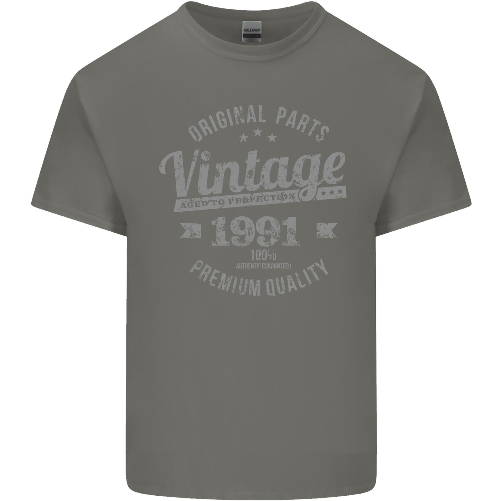 Vintage Year 35th Birthday 1991 Mens Light Cotton T-Shirt Charcoal S