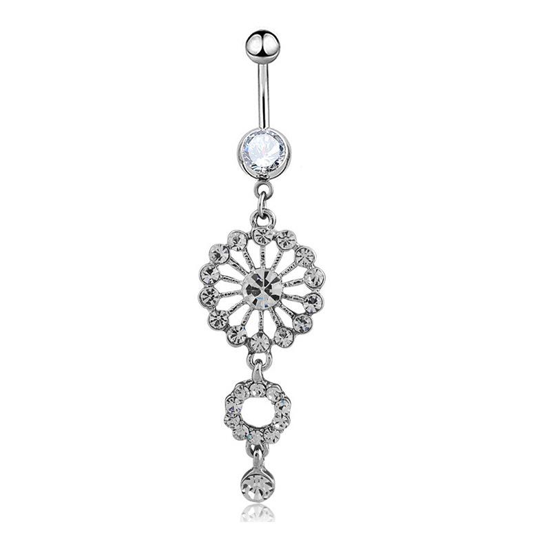 New High -quality Circular Diamond Long Long Navel Buckle Belly Button Nail