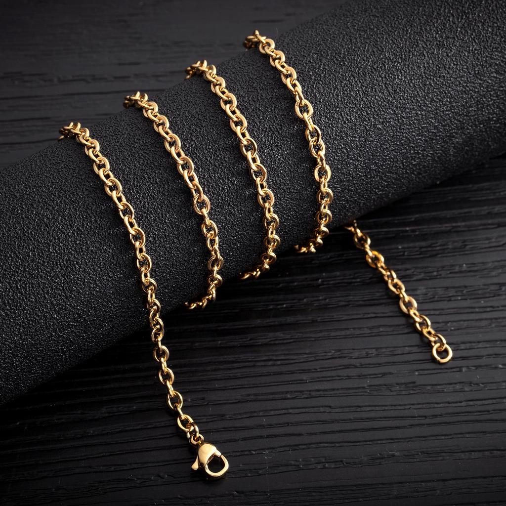 European & American Style Titanium Steel Couple Matching Necklace - Versatile Stainless Steel Personality O-Chain Design