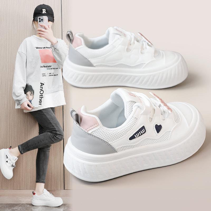

XT169 Breathable White Shoes - 2025 Spring & Autumn Casual, Wear-Resistant, Thin-Soled Korean College Trend Size 39 рожевий/білий