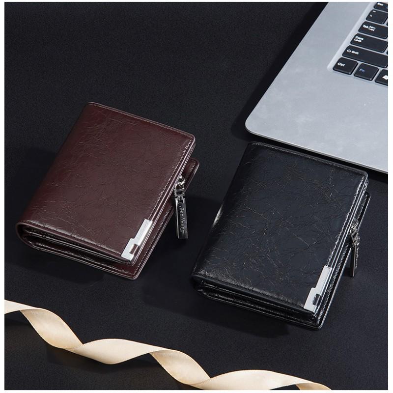 New Men's Short Wallet European American Retro Business Small High-end Zipper Zero