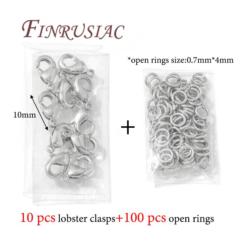 110pcs 18K Gold Plated 10mm Lobster Clasps&Open Rings DIY Accessories,Bracelets Connectors Clasps For Jewelry,Connecting Ring