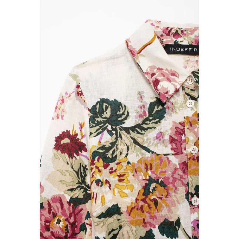 Kaslead New Arrival Women's Clothing Fashion Style Fashion Casual Cotton Linen Print Shirt Dress 8569154