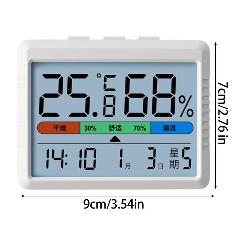 Indoor Thermometers Hygrometer Meter Clock Calendar for Home with USB Rechargeable Design and High Precise Sensors