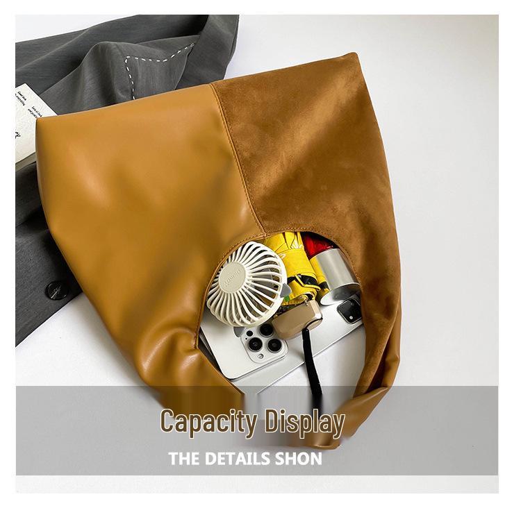 Damen Tragetasche mit großem Fassungsvermögen - Winter 2025 Schlichte Mode, vielseitige Colorblock-Schulter- und Achseltasche