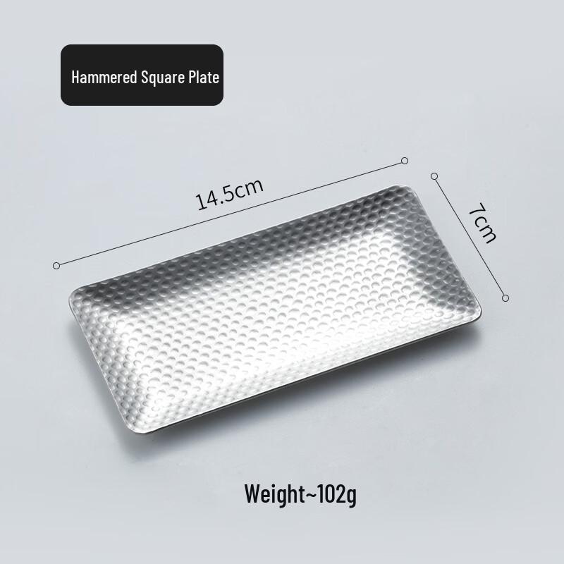 Abay Korean Style Hammered Stainless Steel Square Plate