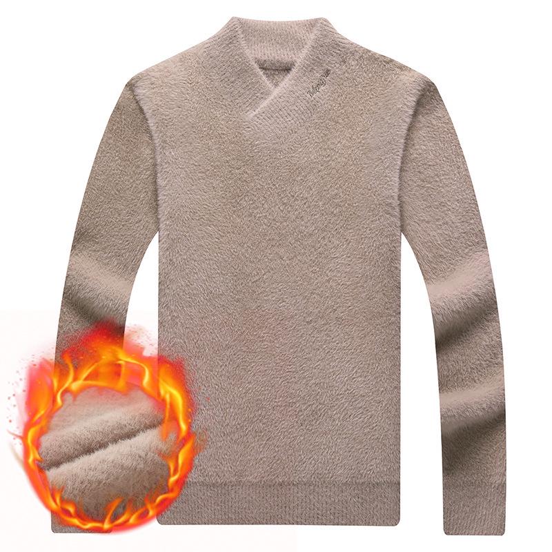 Men's Autumn/Winter V-Neck Imitation Mink Velvet Sweater - Soft, Warm, and Stylish Knitwear
