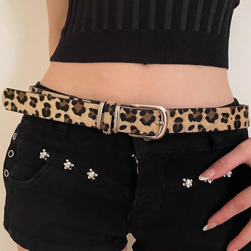 Retro Personalized Waistband for Women Girls with Sense of Niche Design Versatile Leopard Print Snake Skin Pattern Daily Belt