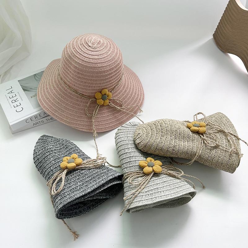 Süßer Blumen-Schleifen-Strohhut Sonnenschutz Strandhut Für Damen Frühling Sommer Herbst