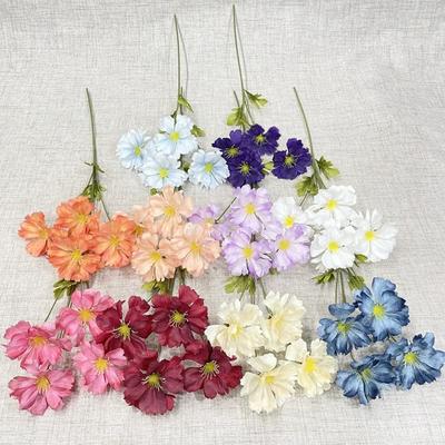 6PCS Flores Artificiais Flores Falsas para Vaso Flores Silvestres de Seda para Decoração de Sala de Estar Arranjos Florais Peça Central Buquês de Casamento para Noiva