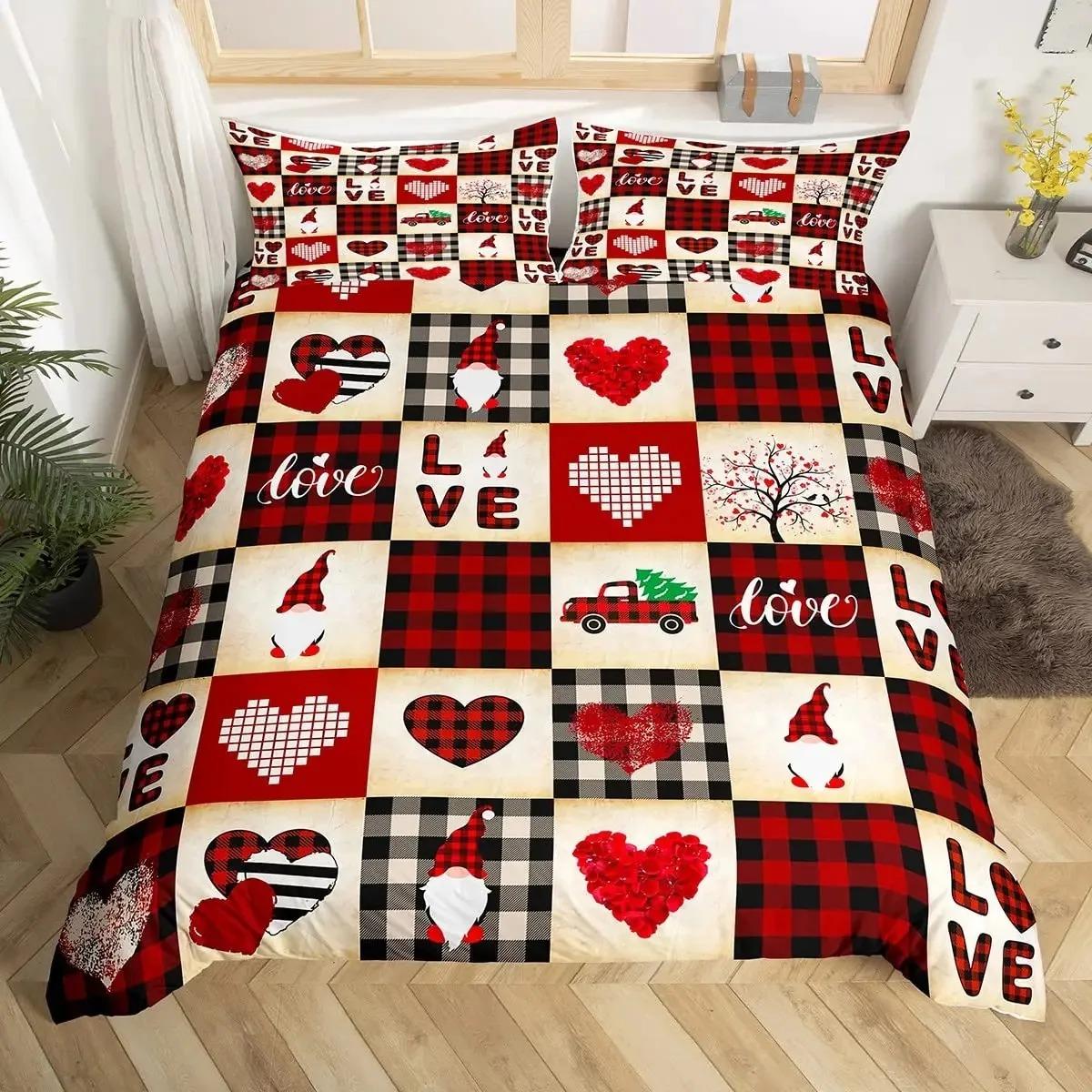 

Romantic Wedding Duvet Cover Set Valentine S Day Red Love Heart Bedding Sets Couple Comforter Cover Hand Draw Quilt Cover King 70x133cm 2pcs