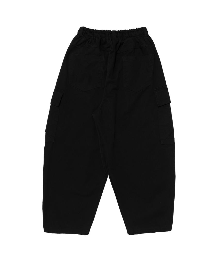 CARGOBROS Washed Cotton Curved Big Cargo Pants (Black)