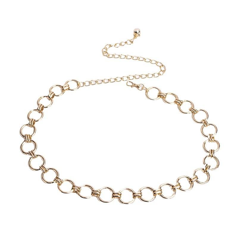 Minimalist Metal Waist Chain With Circles And Electroplated Finish For Womens Casual Wear