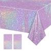 2Pcs Thickened Disposable Laser Tablecloth Iridescent Effect Birthday Tablecloth  Bachelorette Party