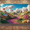 Candy Wonderland Party Background Cloth - Candy Mountain Theme with Lollipops No Need for Electricity Holiday Decoration