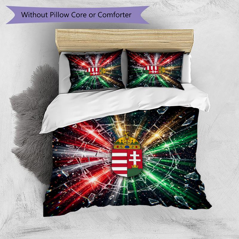Hungary Football Printed Bedding 3 Piece Set Cozy Breathable Bed Cover Set as Housewarming Holiday Gift