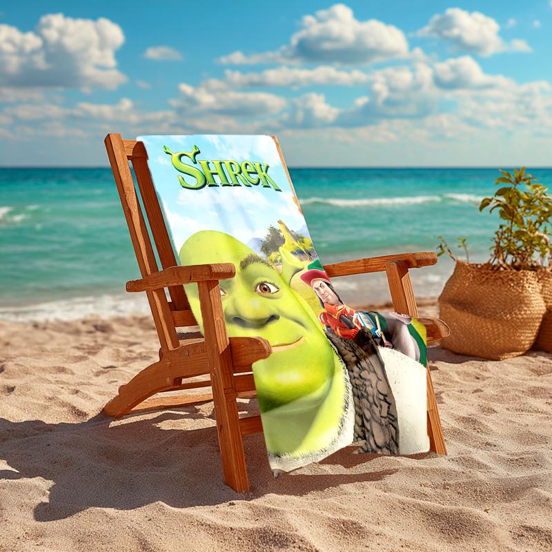 1pc Shrek3 Beach Towel, Comfortable and Thick, and Swimming/Bath/Picnic/Camping Towel, Suitable for Seaside Beaches