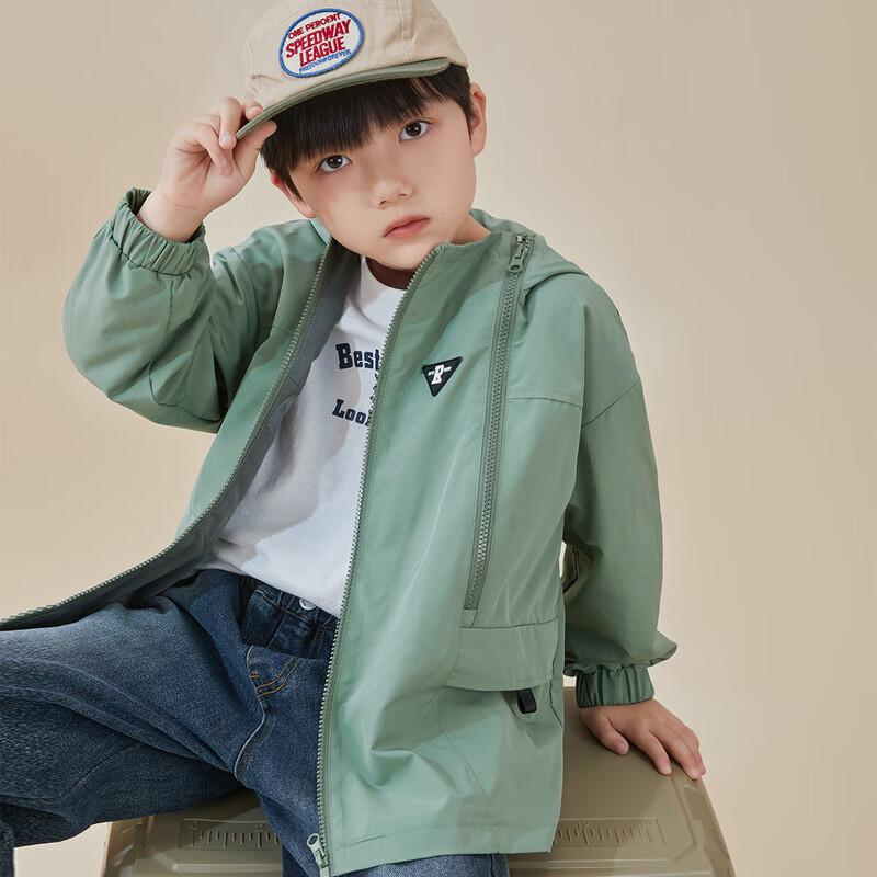 Boys  Hooded Double Zipper Outdoor Jacket 110