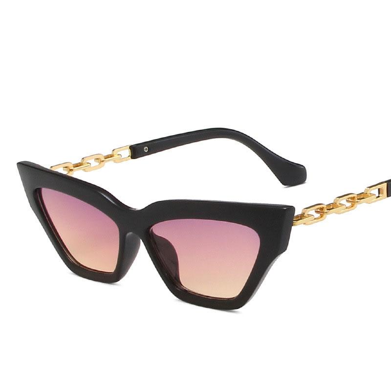 New Fashion Sunglasses Women Cat Eye Shape Metal Chain Leg Sun Glasses Women European American Style Women’s Sunglasses