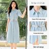 Elegant Short Sleeve Commuter Shirt Dress with Tie-Waist