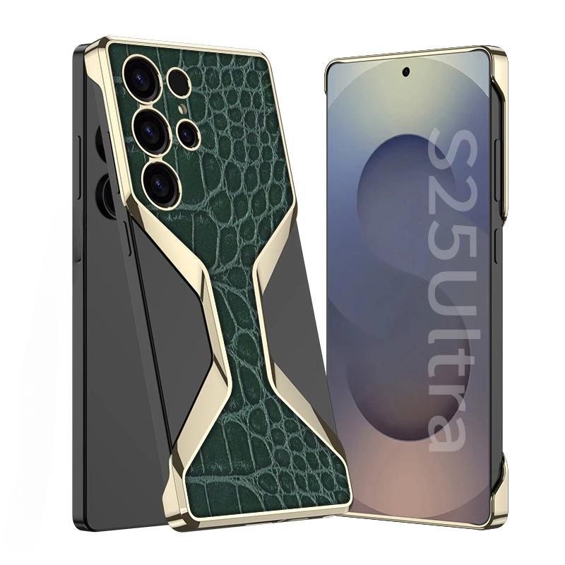Electroplate Leather Galaxy S25 Ultra Phone Case for Samsung Galaxy S25 Ultra  Plating Plastic Hard Shell Protective Back Cover