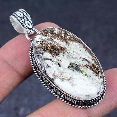 Natural Wild Horse Gemstone Handmade 925 Sterling Silver Pendant 2.29" N3i89