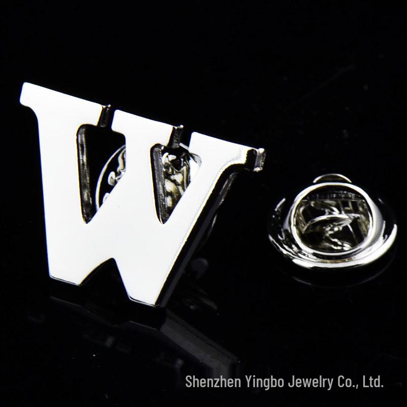 High-Quality Brass English Letter Brooches A-Z for Men & Women – Suit, Jacket, Shirt Badge.