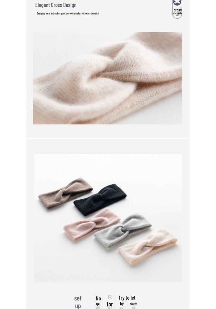Women's 100% Pure Cashmere Cable Knit Wide Headband for Autumn/Winter