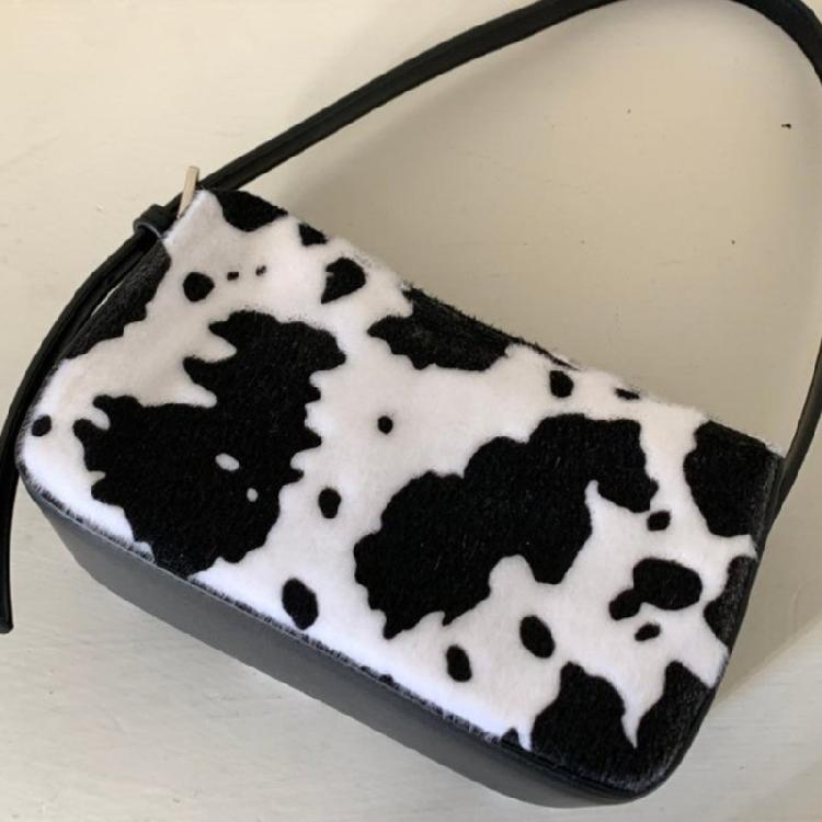 Shoulder Bag for Women Cow Print Clutches Purses Hobos Handbag with Zipper Closure Trendy Underarm Purses Commuting Bag