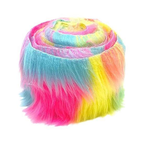 Fuzzy Kunstfellstreifen 5ft Zotteliger Plüschstoff Vorgeschnittener Streifen Flauschiger Nicht-Haarender Pelzstreifen für Zwergpuppenbärte Hutedges DIY-Bastelarbeiten Weihnachtsdeko