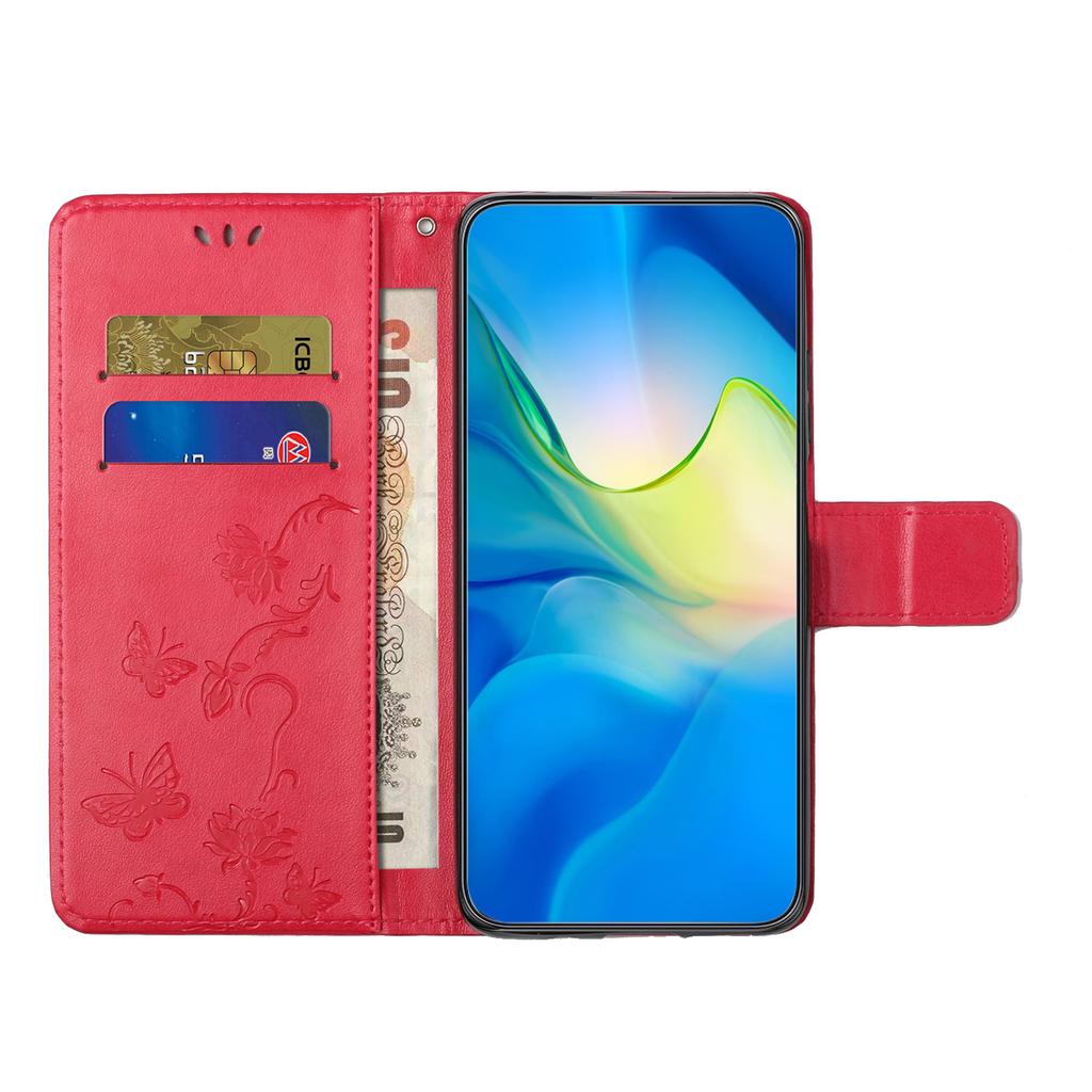 For Xiaomi Redmi 15 4G (EU) (171mm) Case Wallet Stand Imprinted Butterfly Flower PU Leather Phone Cover