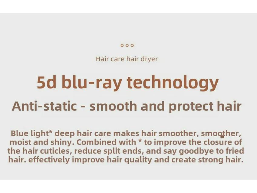 Foldable Negative Ion Hair Dryer with Blue Light for Home, Salon, and Dorm Use