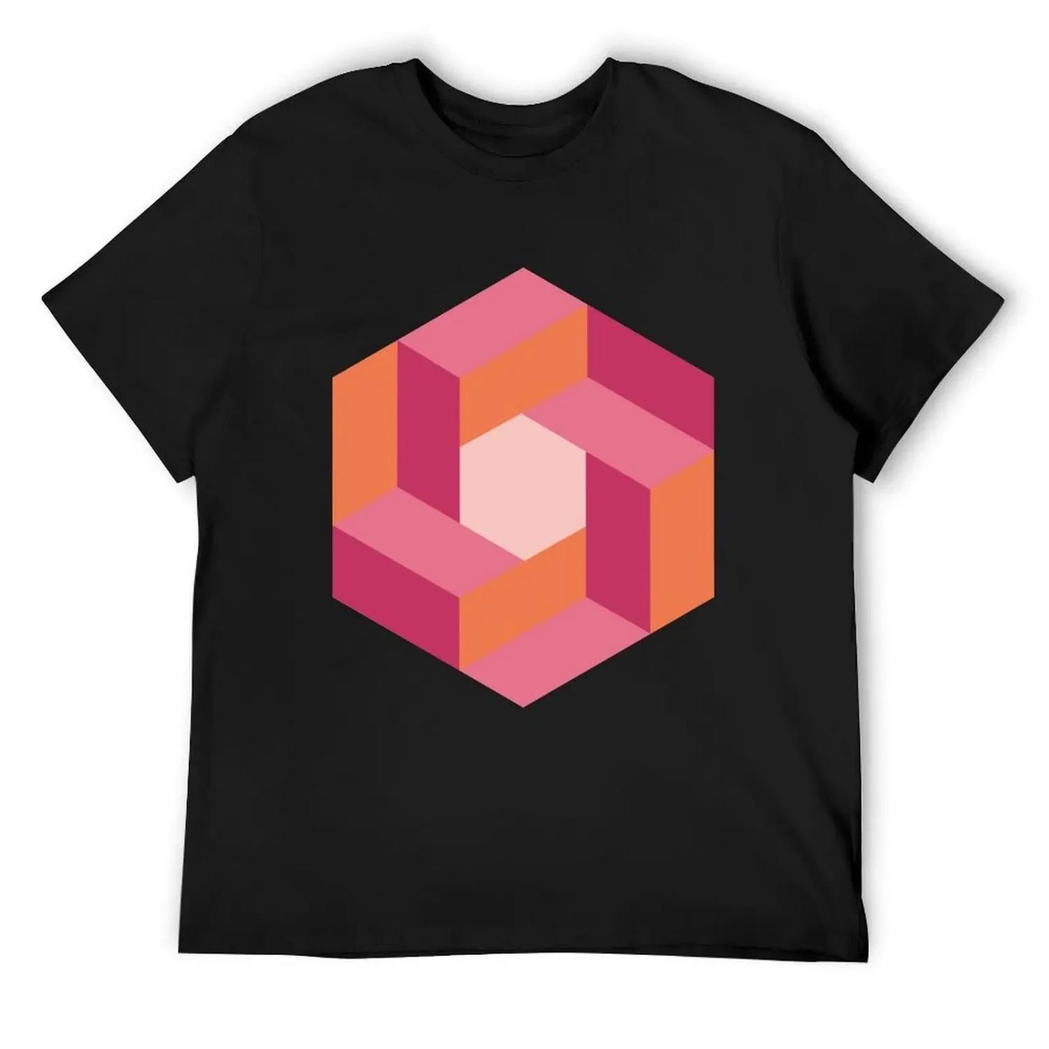 impossible figure Escher geometry T-Shirt sweat street wear summer shirt mens graphic t-shirts hip hop S