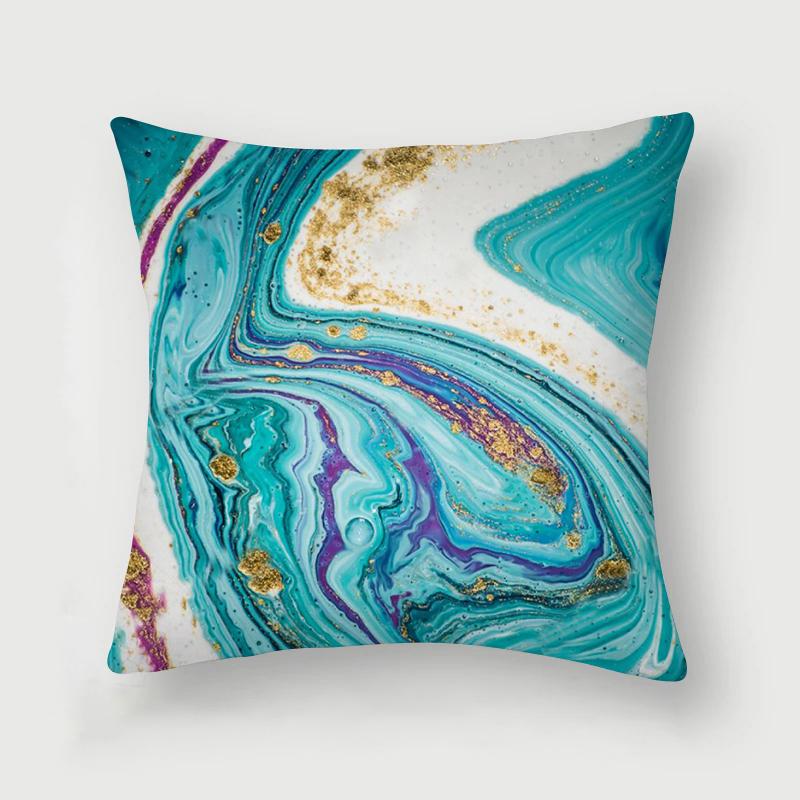 Nordic Blue Marble Polyester Pillowcase Sea Rock Texture Bedside Sofa Chair Throw Pillow Cushion Cover Home Decor Cushion Cover