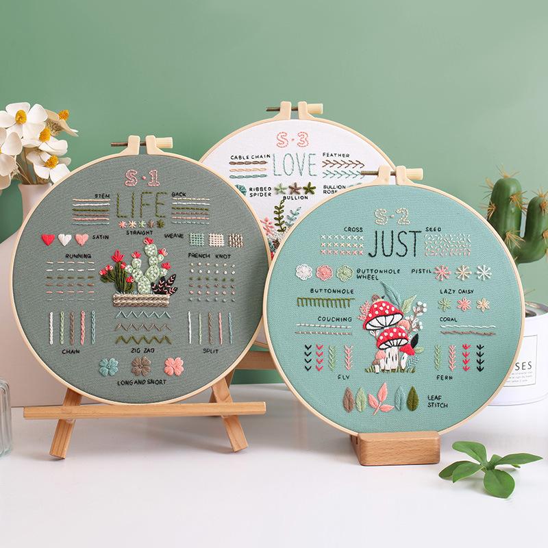 Embroidery Diy Handmade Material Pack Beginner Practice Stitch Kit Upgrade