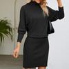 Women's Fall And Winter Fashion Sexy Slim Waisted Package Hip Dating Long Sleeve Dresses