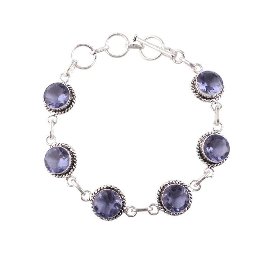 Iolite Gemstone 925 Sterling Silver Handmade Jewelry Adjustable Bracelet 7-9" RB-16-2