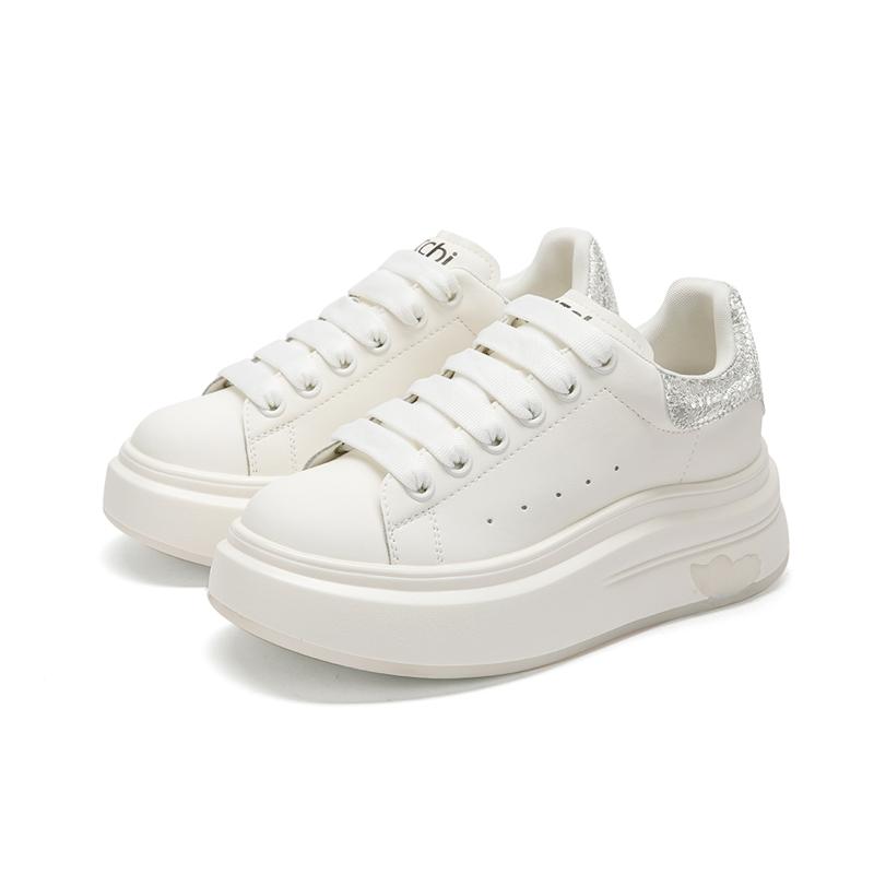 Sweet Cool Color Contrast Little White Shoes