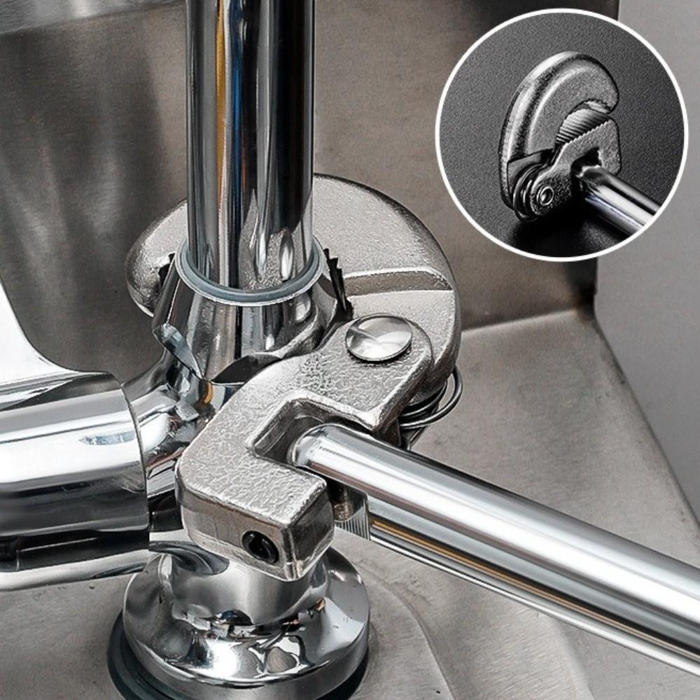 Portable Adjustable Head Basin Wrench Carbon Steel Multi-Functional Sink Wrench Faucet Installation Tool Plumbing Applications