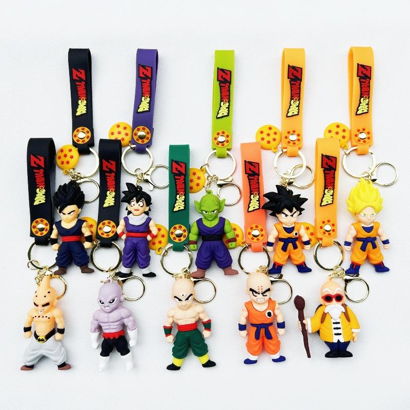 Dragon Ball Z Son Goku Vegeta Piccolo Keychain Jewelry Action Figures 8CM Fashion PVC Ring Designed for Men Women Pouch Pendant Present
