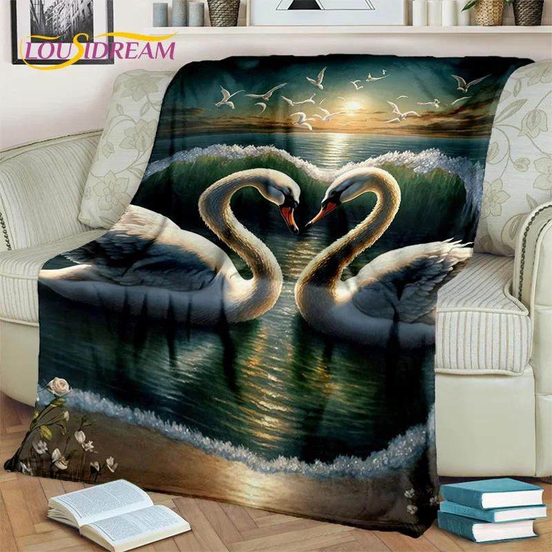 3D Dream Love Swan Cartoon Cygnus Girl Gift Blanket,Soft Throw Blanket for Home Bedroom Bed Sofa Picnic Travel Cover Blanket Kid