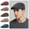 Cotton Washed Denim Newsboy Caps British Style Flat Cap Retro Peaked Cap  Spring