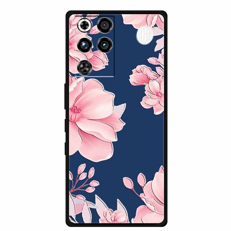 For ZTE Nubia RedMagic 11 Pro 5G Case 3D Emboss Flowers Relief Soft Black Silicone Back Cover For ZTE Nubia RedMagic 11Pro Funda