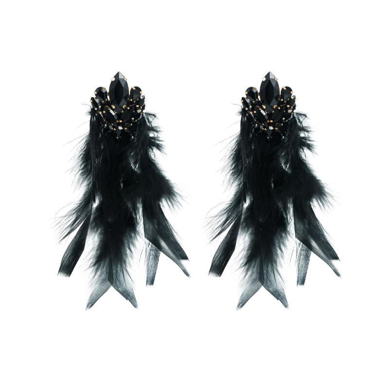 Fashion Alloy Floral Long-style Feather Tassel Earrings for Women, High-end Style Earrings