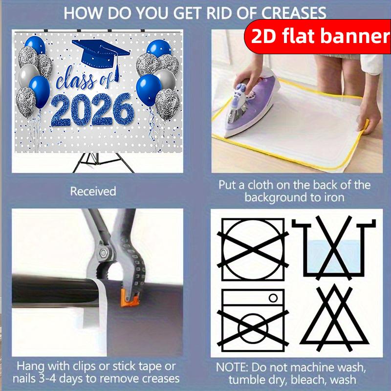 2D flat banner graduation celebration background fabric printed with blue digital pattern of 2026 graduation class