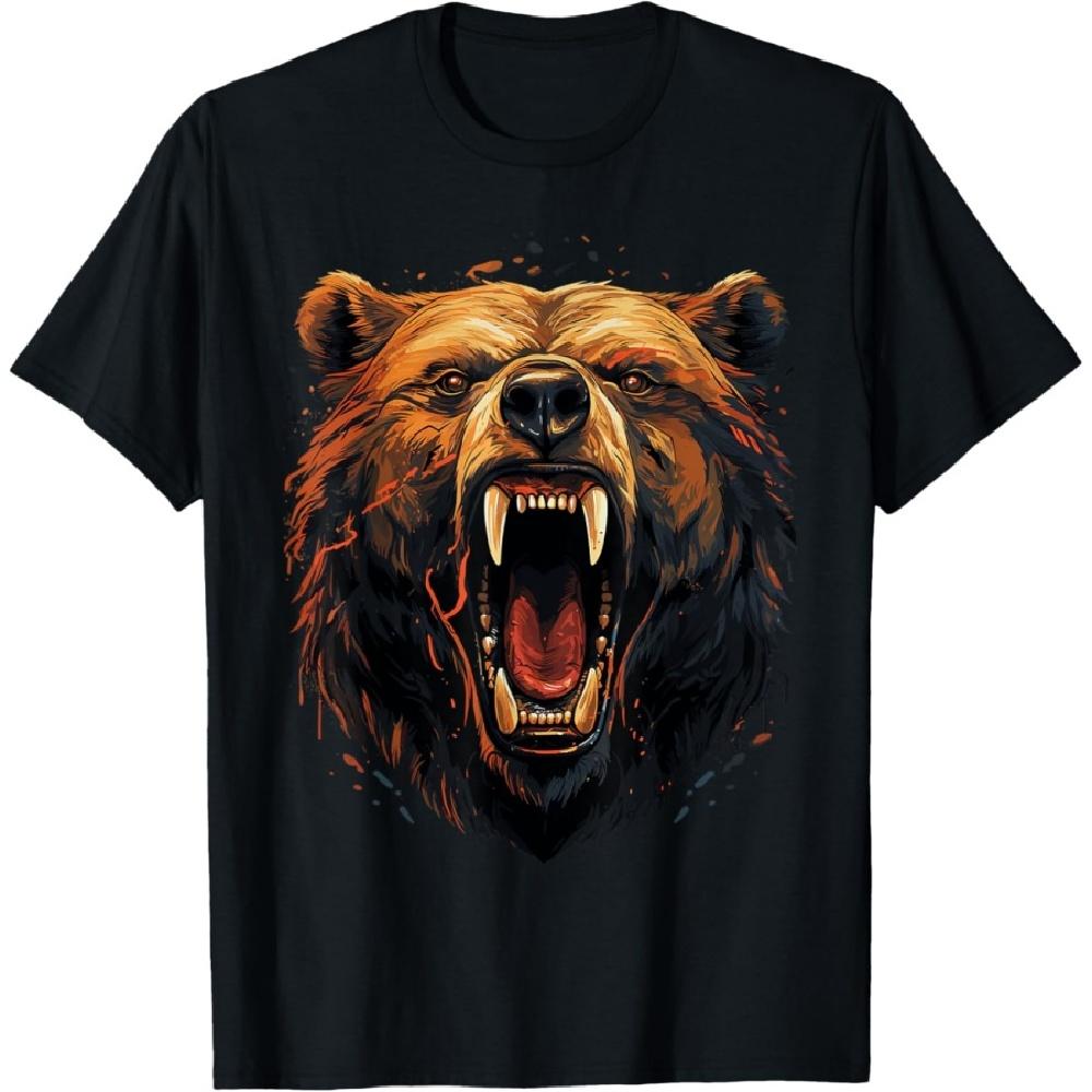 Angry Bear Grizzly Bears Wildlife Mountains Animal T-Shirt