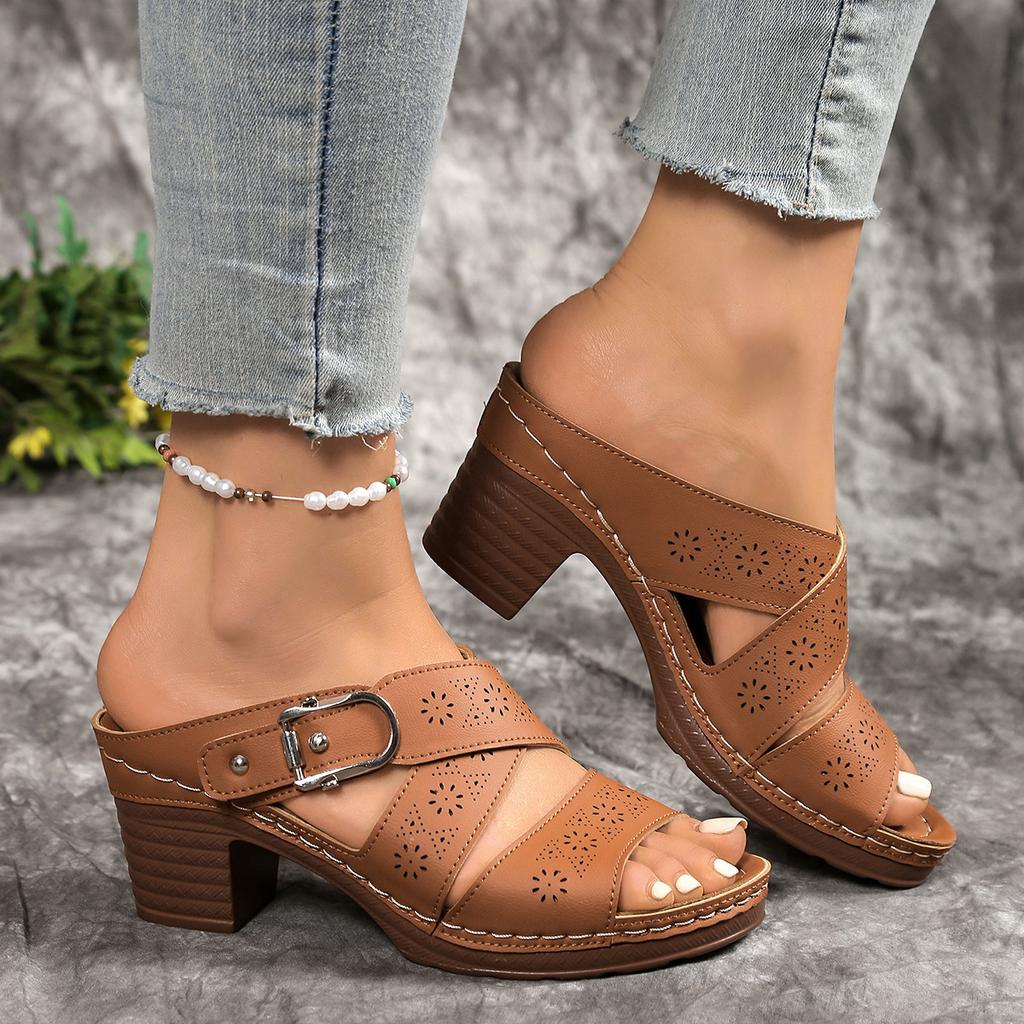Plus Size Shoes for Women 36-43 Summer Fashion High Heel Platform Peep Toe Slip on Sandals Women Shoes Sandalias De Mujer