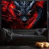 2D Flaming Dragon Head Tapestry Gothic Fantasy Background Cloth