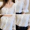 Square Collar Hollow Out White Blouse 2023 Fashion Elegant Summer Short Sleeve Woman Shirts Women Korean Lace Shirt Blusas 13934