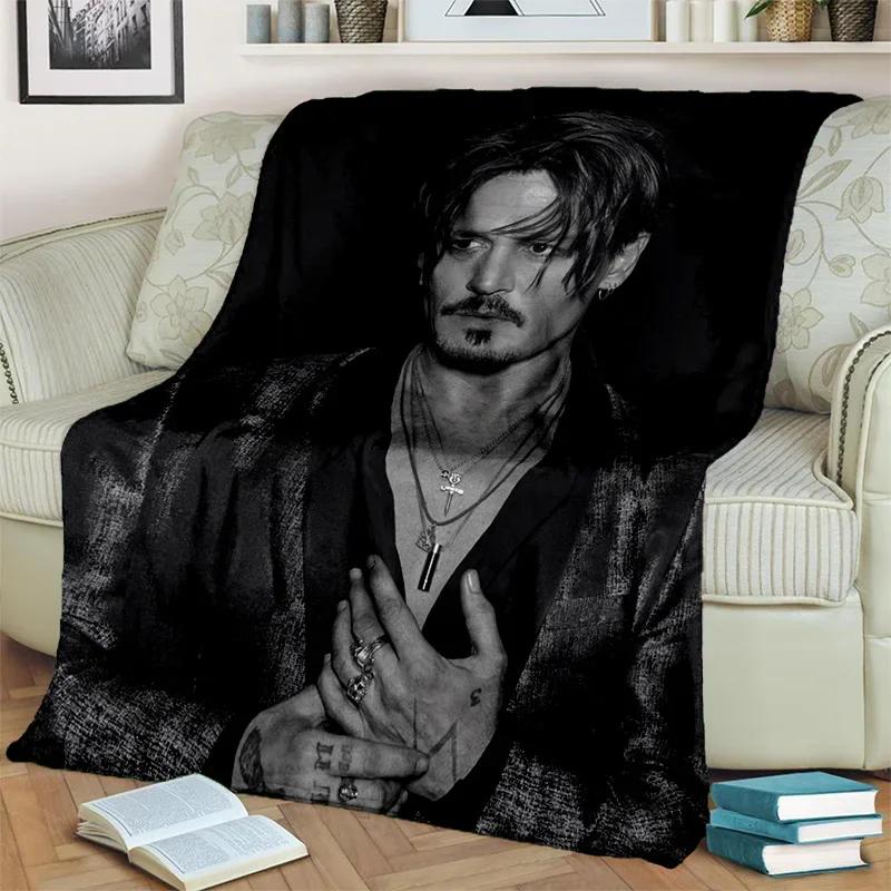 Deka série 3D tisku Johnny Depp, Měkká přehozová deka pro domácnost Ložnici Postel Pohovku Piknik Cestování Kancelář Krycí deka na odpočinek Děti